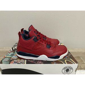 NIKE AIR JORDAN 4 RETRO GS [408452 617] FIBA GYM RED OBSIDIAN SZ 1.5Y